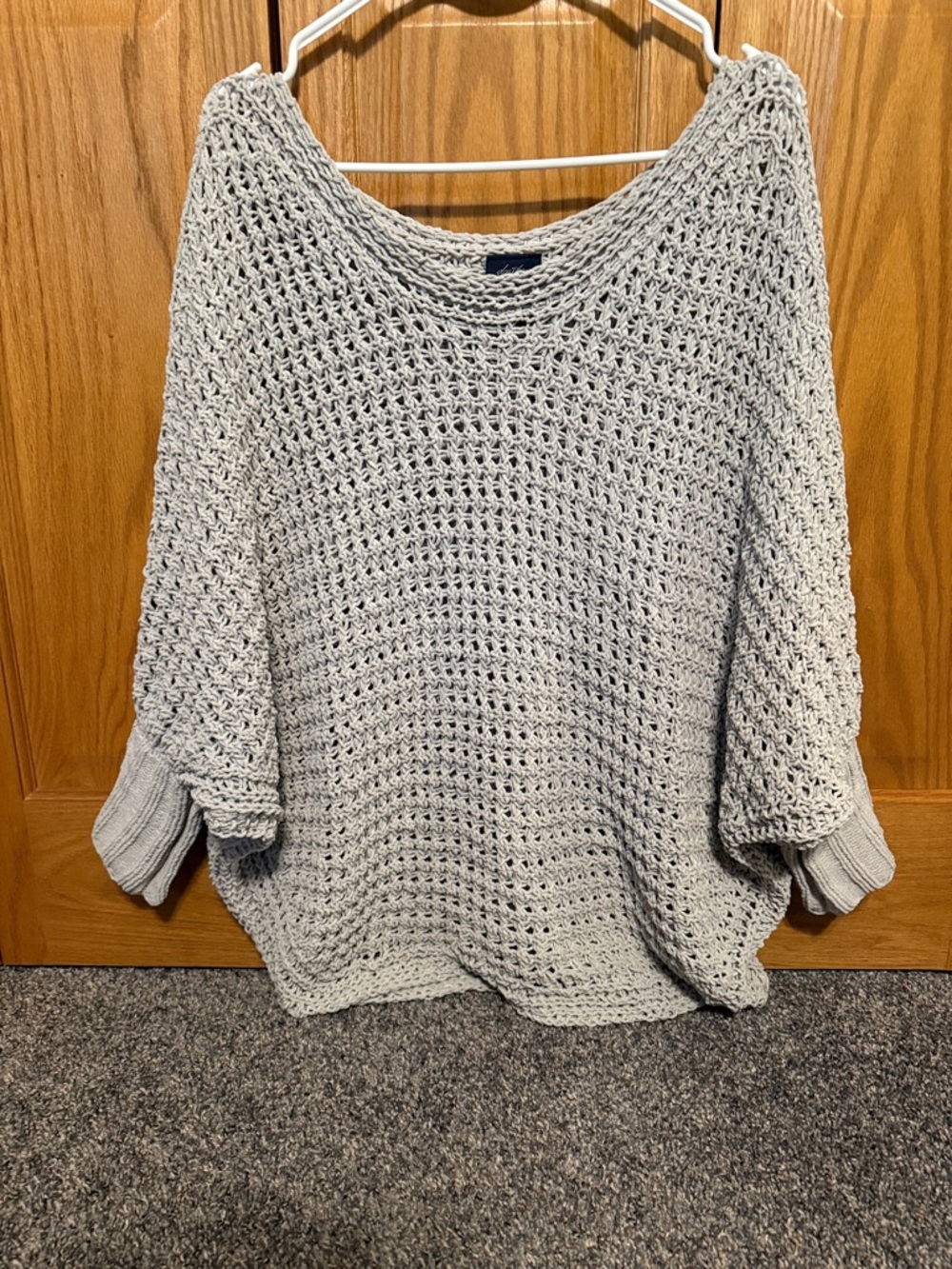 Daytrip Gray Open-Weave Scoop Neck Pullover